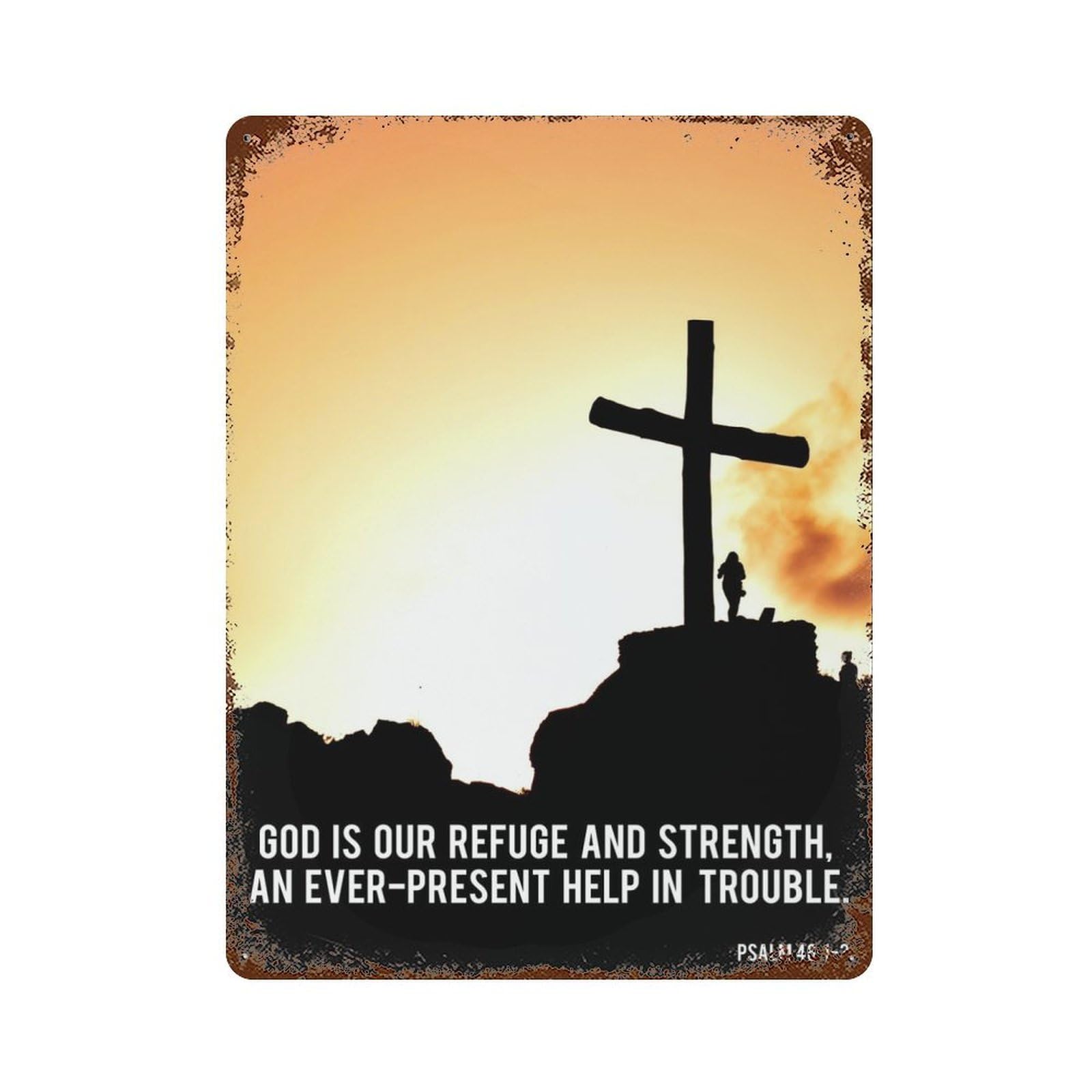 Christian Quote of Bible 2 Rusty Metal Tin Sign 15.7"x11.8", for Farmhouse, Kitchen And Entryway Decor, Rustic Home Decor