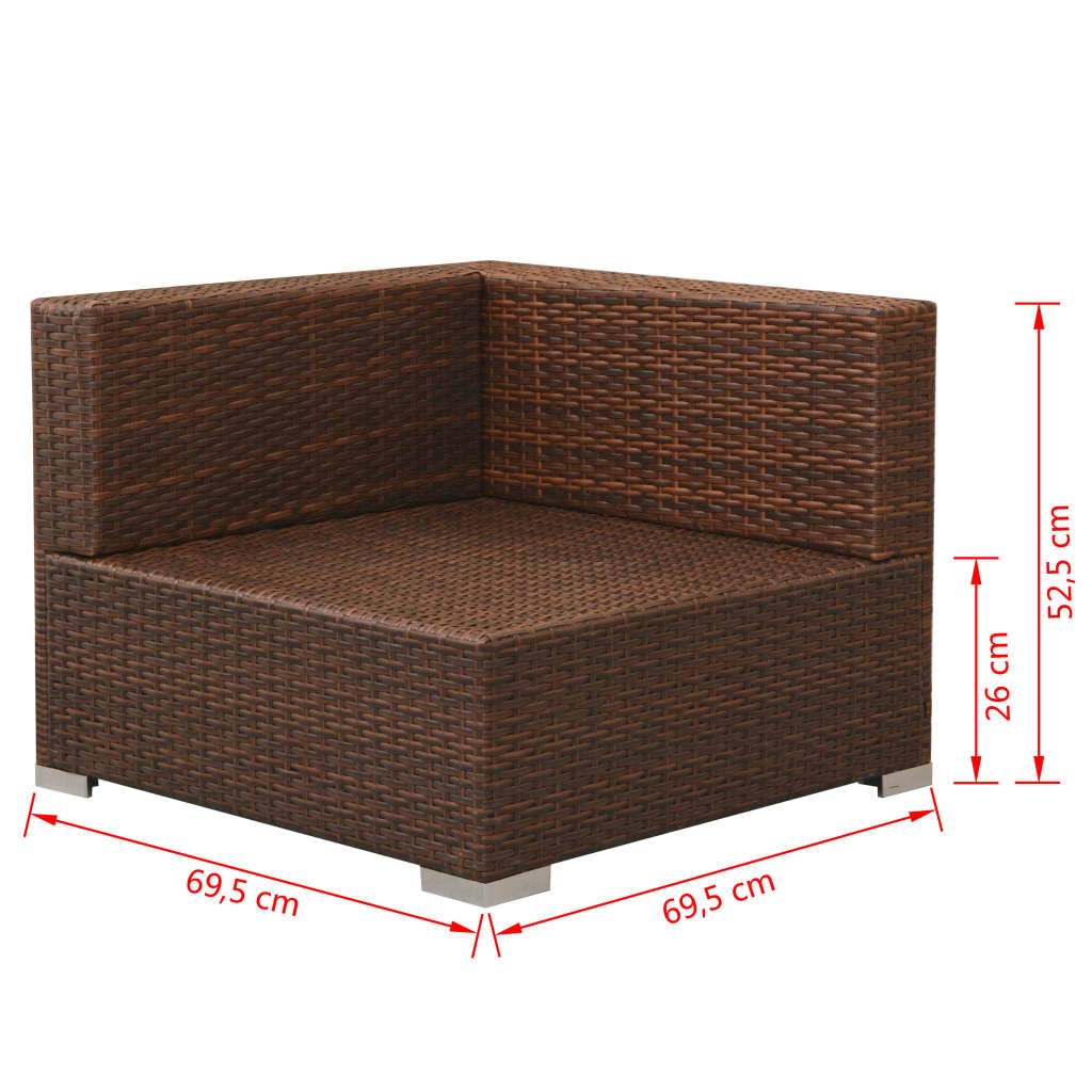 Set Divani da Giardino 3 pz in PE Rattan con Lettino Marrone | Arredo modulare con sdraio reclinabile e cuscini imbottiti per relax in patio, terrazzo o giardino esterno.