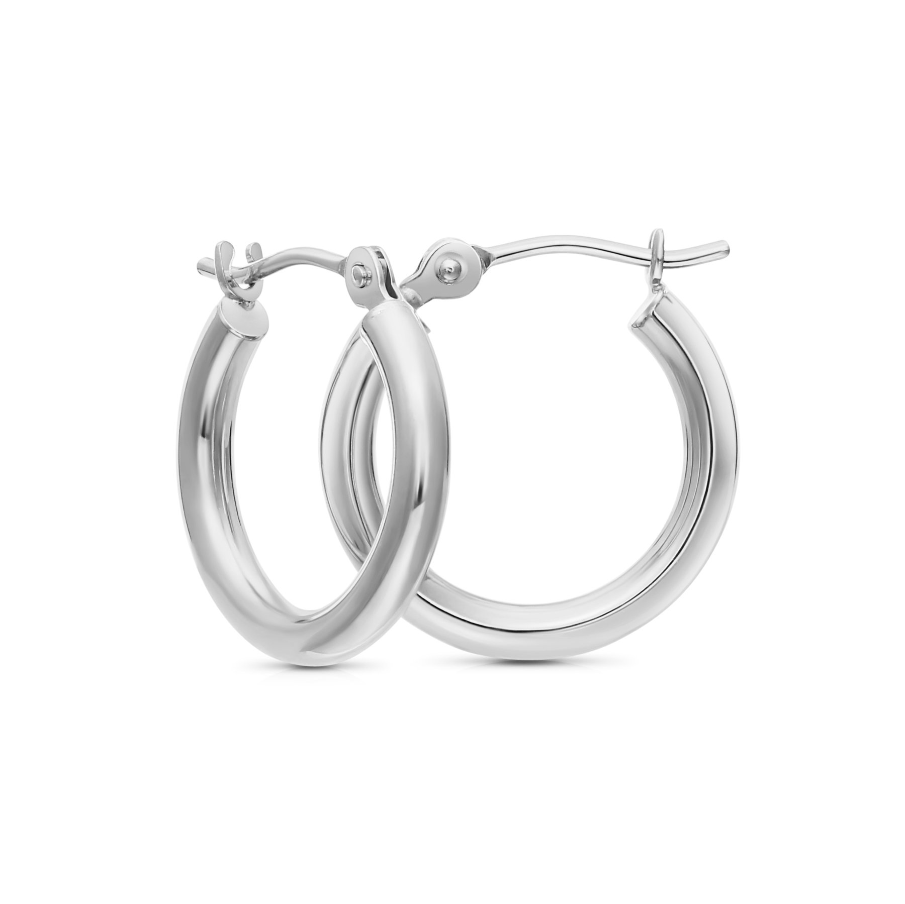 Art and Molly 14k White Gold Plain Hoop Earrings