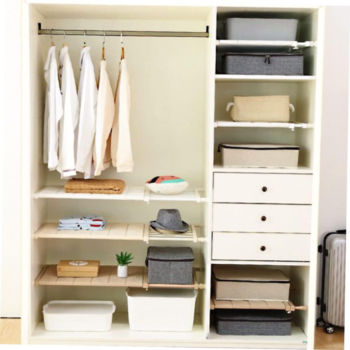 1Pc Retractable Wall Bracket Storage Shelf Bathroom Organizer for Closet Kitchen Bedroom Long Wide Easy Installation No Damage to Wardrobe