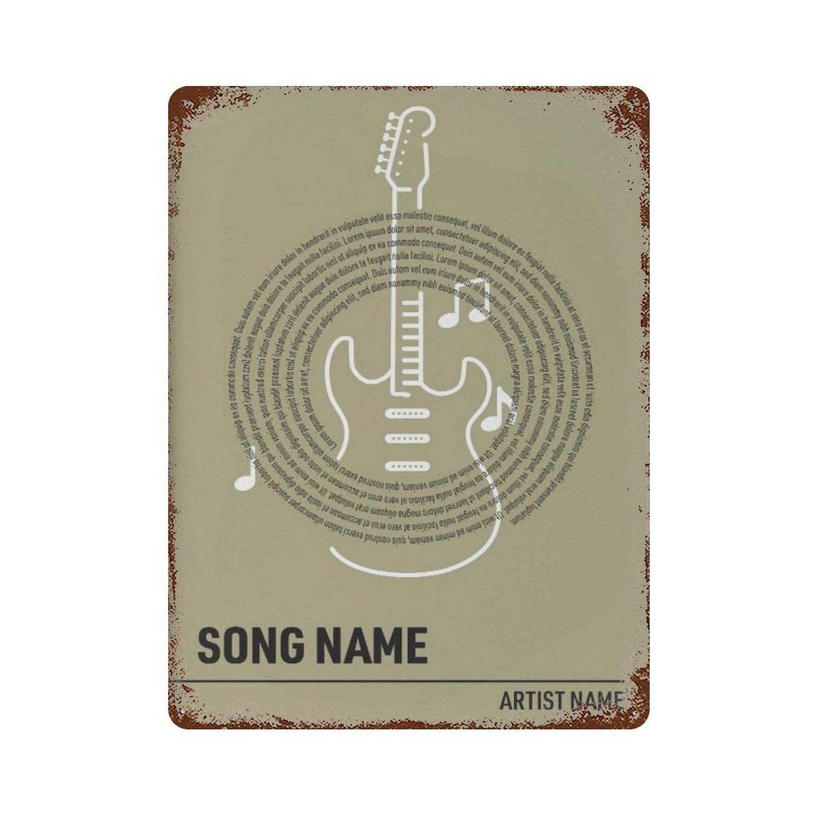 xiaoxiaoshen Custom Guitar Song Lyrics Wall Decor Art Metal Tin Poster Modern Home Decor Art Home Bar Shop Decorations Vintage Sign 40x30cm