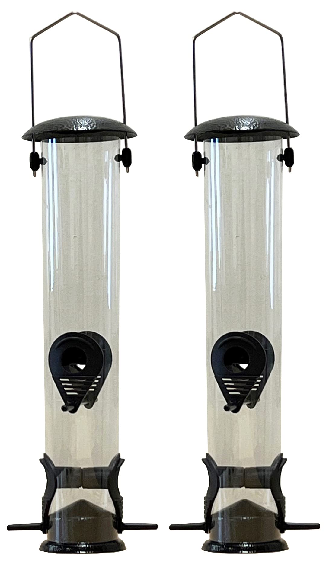 Selections Large Hanging 4 Port Garden Bird Seed Feeder for Bird Feeding Stations - Pack of 2