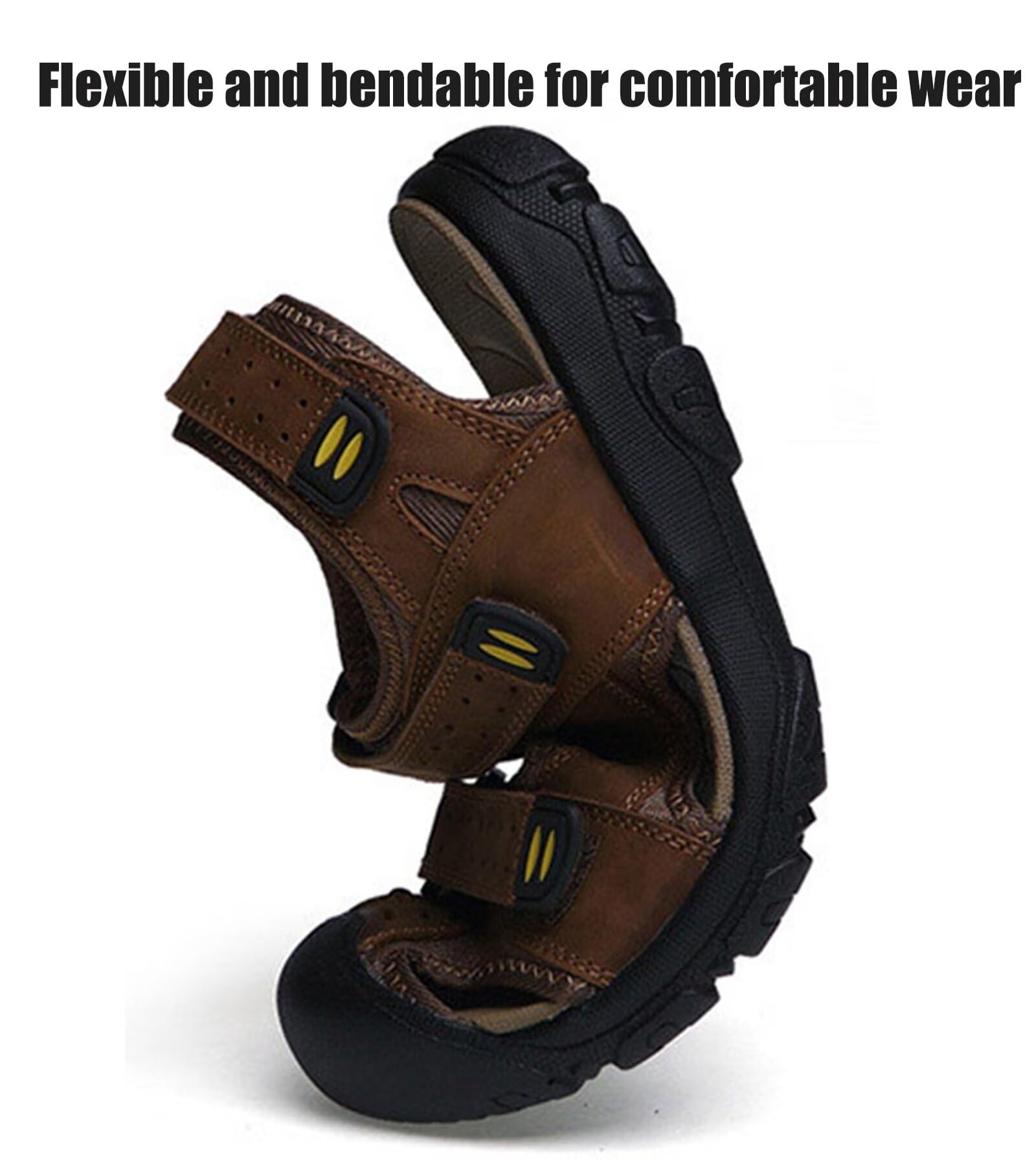 Rivccku Hombre Sandalias Cuero de Verano Hombres Sandalia de Playa Punta Cerrado Sandalias Deportivas Exterior Sandalias de Senderismo Zapatos Verano 38-50