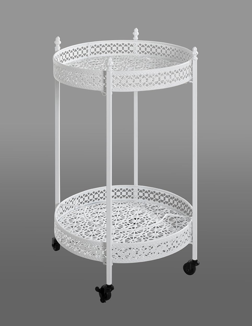 HAKU Carro de Servicio Blanco, Blanco, Metal, Metal - Dim.: AL 74 cm x diámetro 45 cm, Estilo: Muebles Costeros