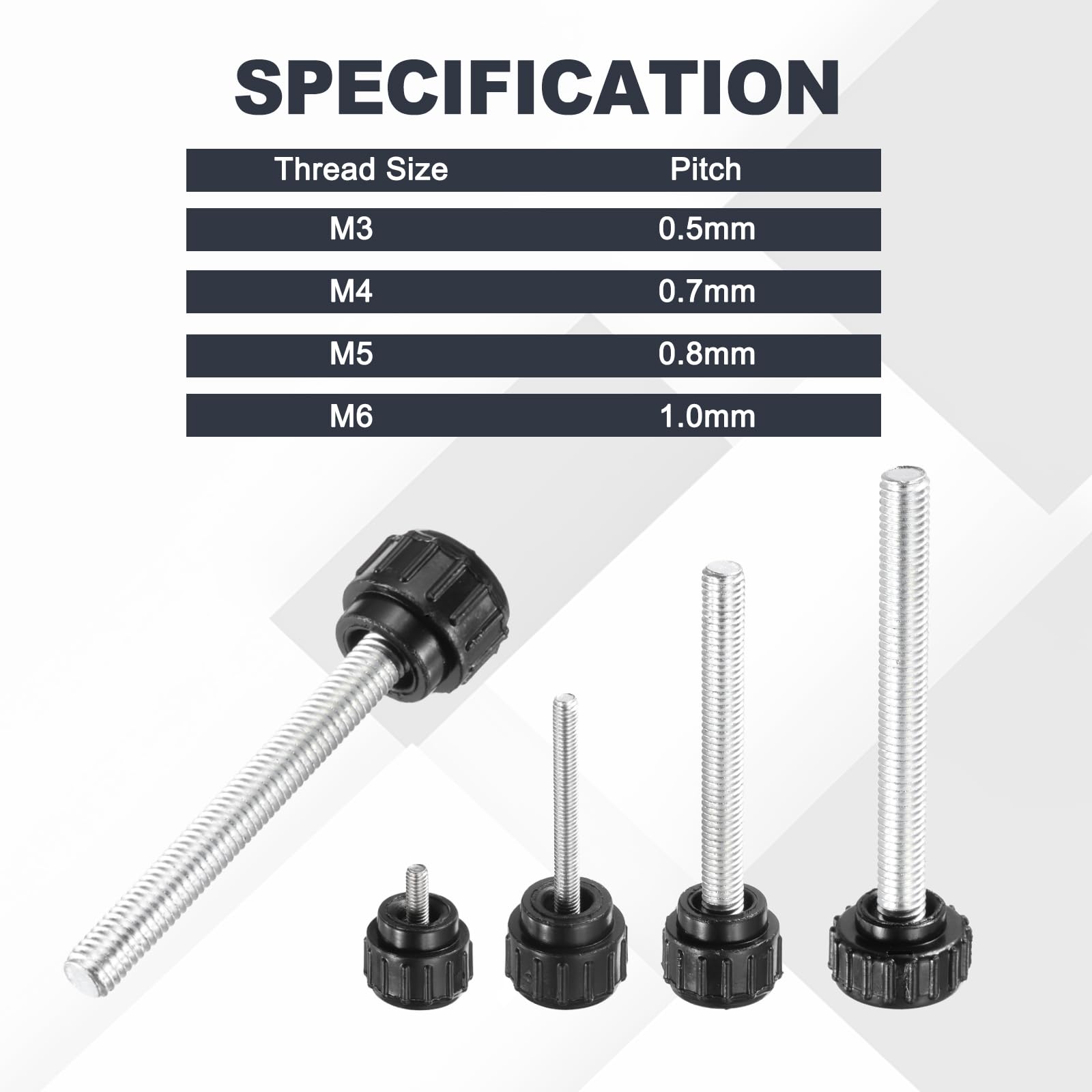QUARKZMAN Manopole Di Serraggio Rigate Viti A Mano Maniglie Bulloni M3 X 10 Mm Filetto Maschio Testa Da 14 Mm Per Elettronica Automobilistica Montaggio Mobili Del(Nero, Confezione Da 15)