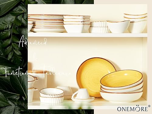 Miniatura 7 de ONEMORE Tazón de porcelana para pasta de 30 onzas, tazón grande de cerámica para servir ensalada, juego de 6 vajillas de cocina, apto para