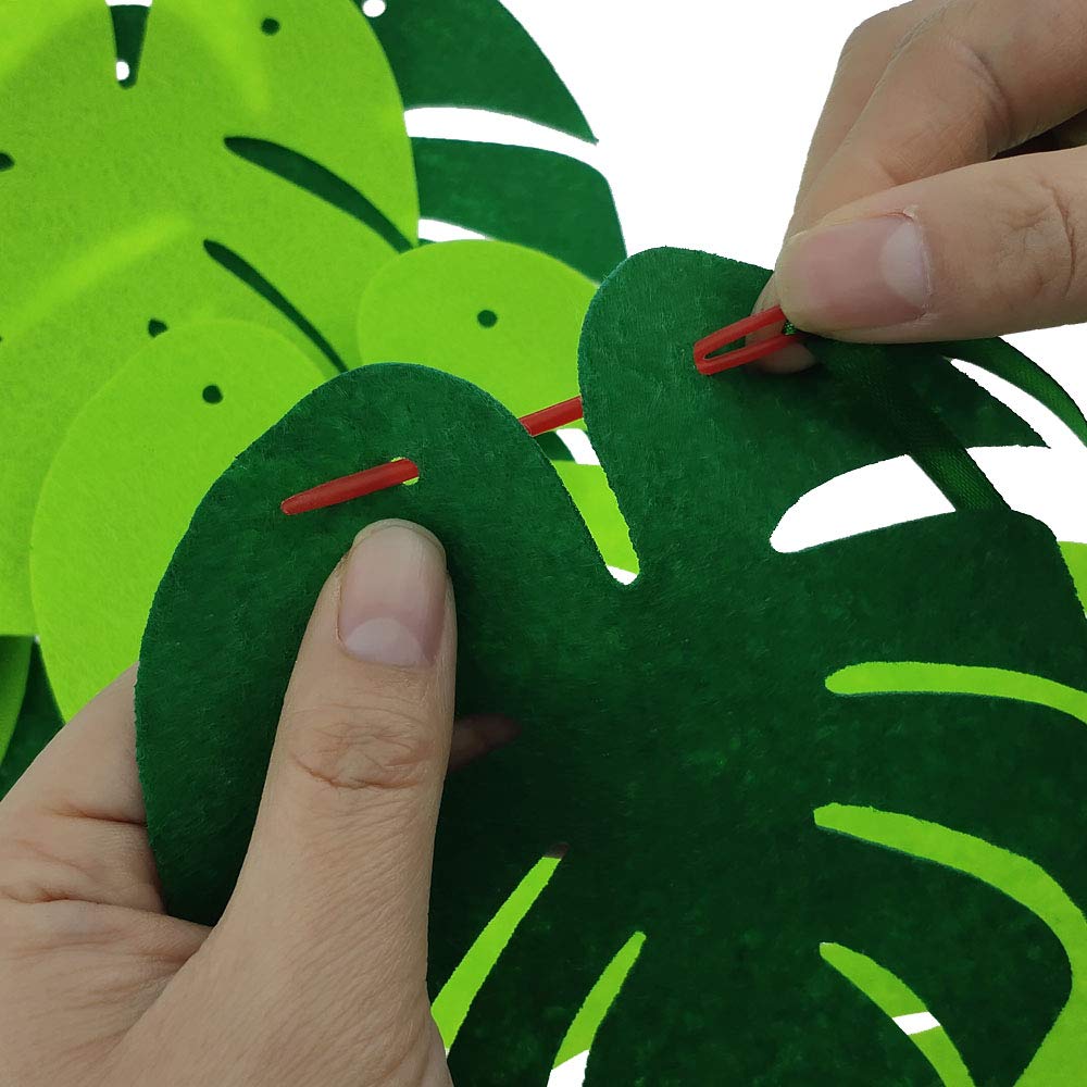 SaktopDeco Paquete de 2 pancartas de fieltro tropicales de hoja de palma hawaiana Luau para decoración de fiesta de cumpleaños y baby shower