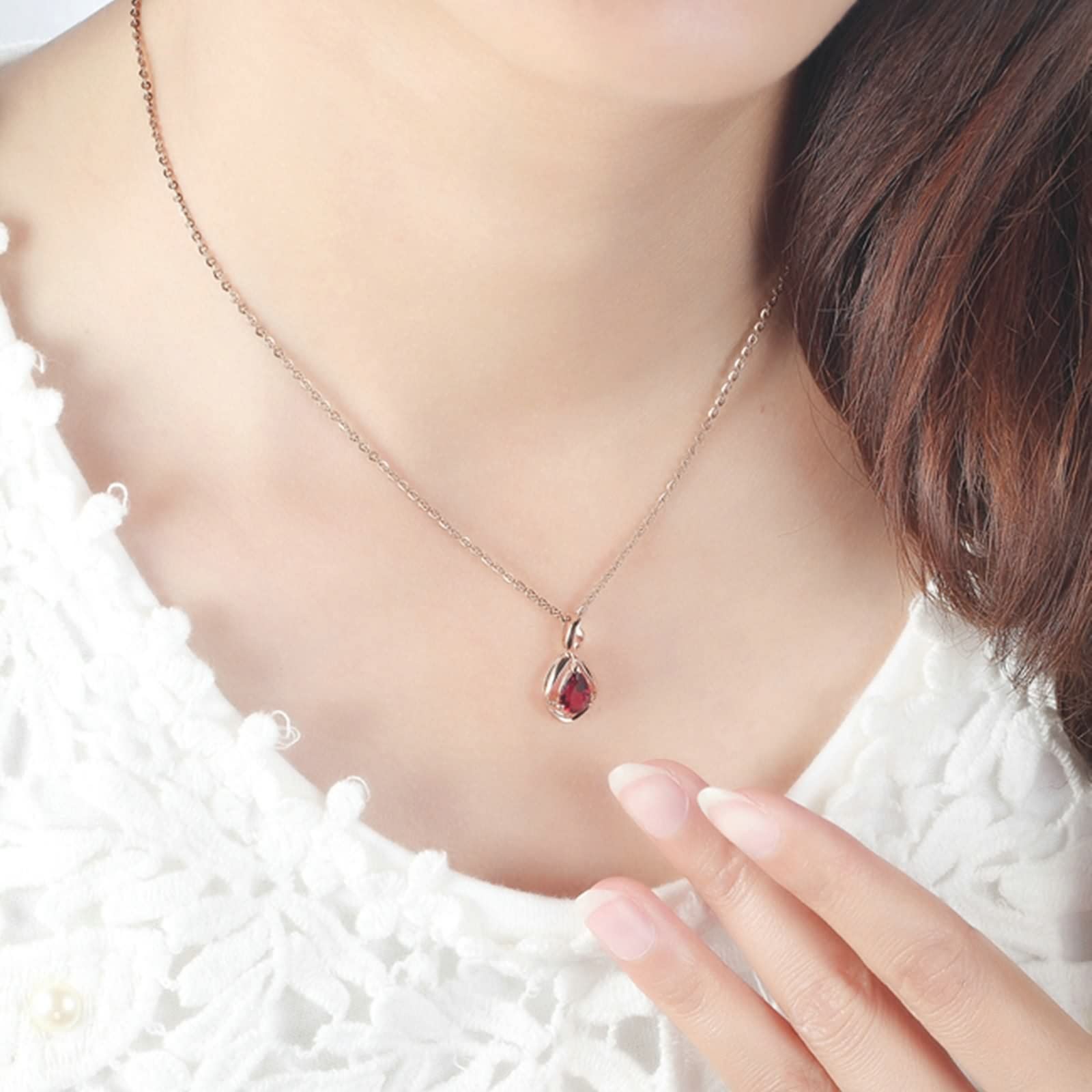 AMDXD Collar para mujer en oro rosa de 18 quilates/750 con turmalina de 0,87 ct, colgante de cadena para mujer, oro rosa, regalo de 2 años