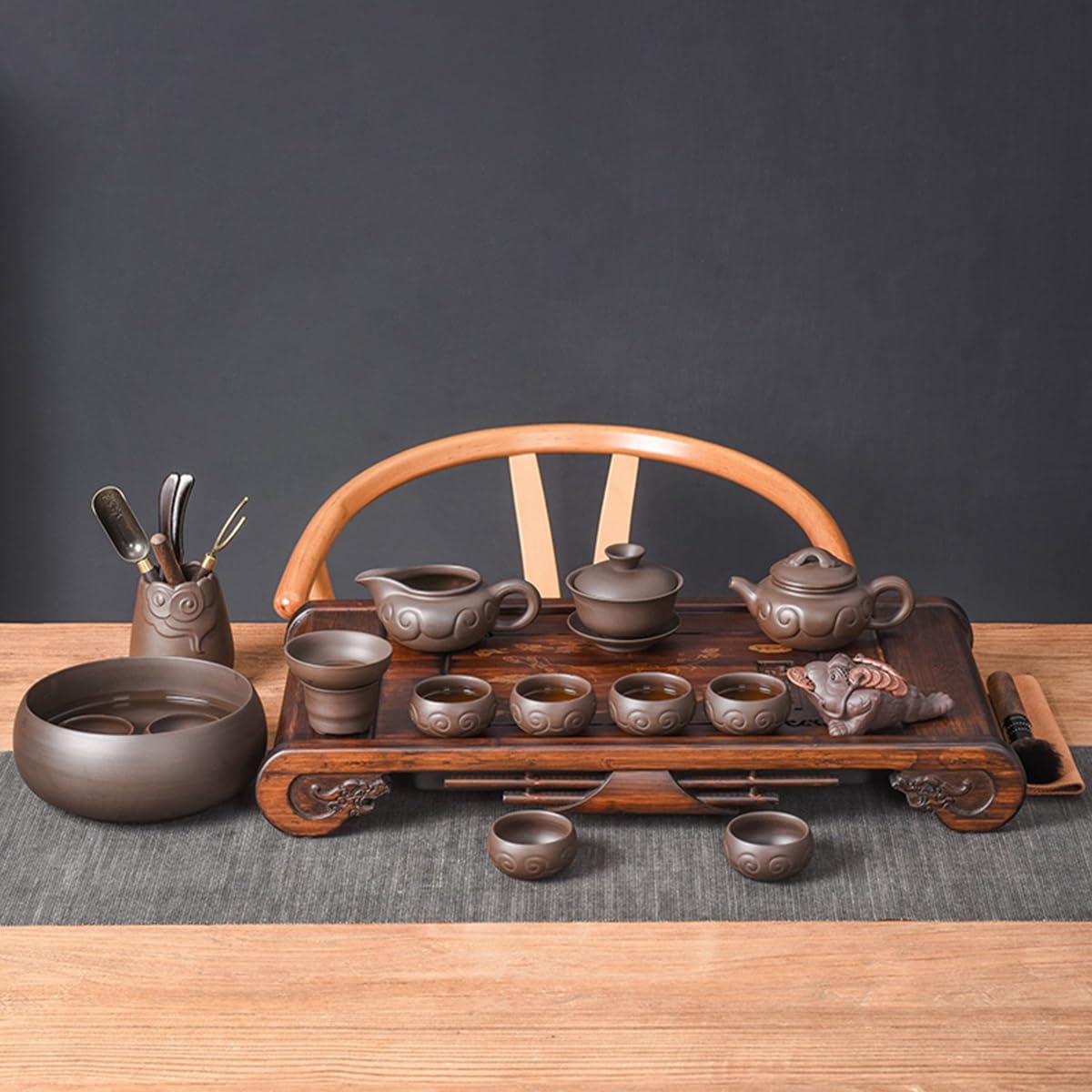 Juego De Té De Cerámica Con Bandeja Y Pequeños Utensilios, Taza De Té Para Los Aficionados Al Té, Uso Doméstico, Oficina, Fiestas, Viajes, Excursiones Y Restaurantes ( Color : /Brown , Size : A )