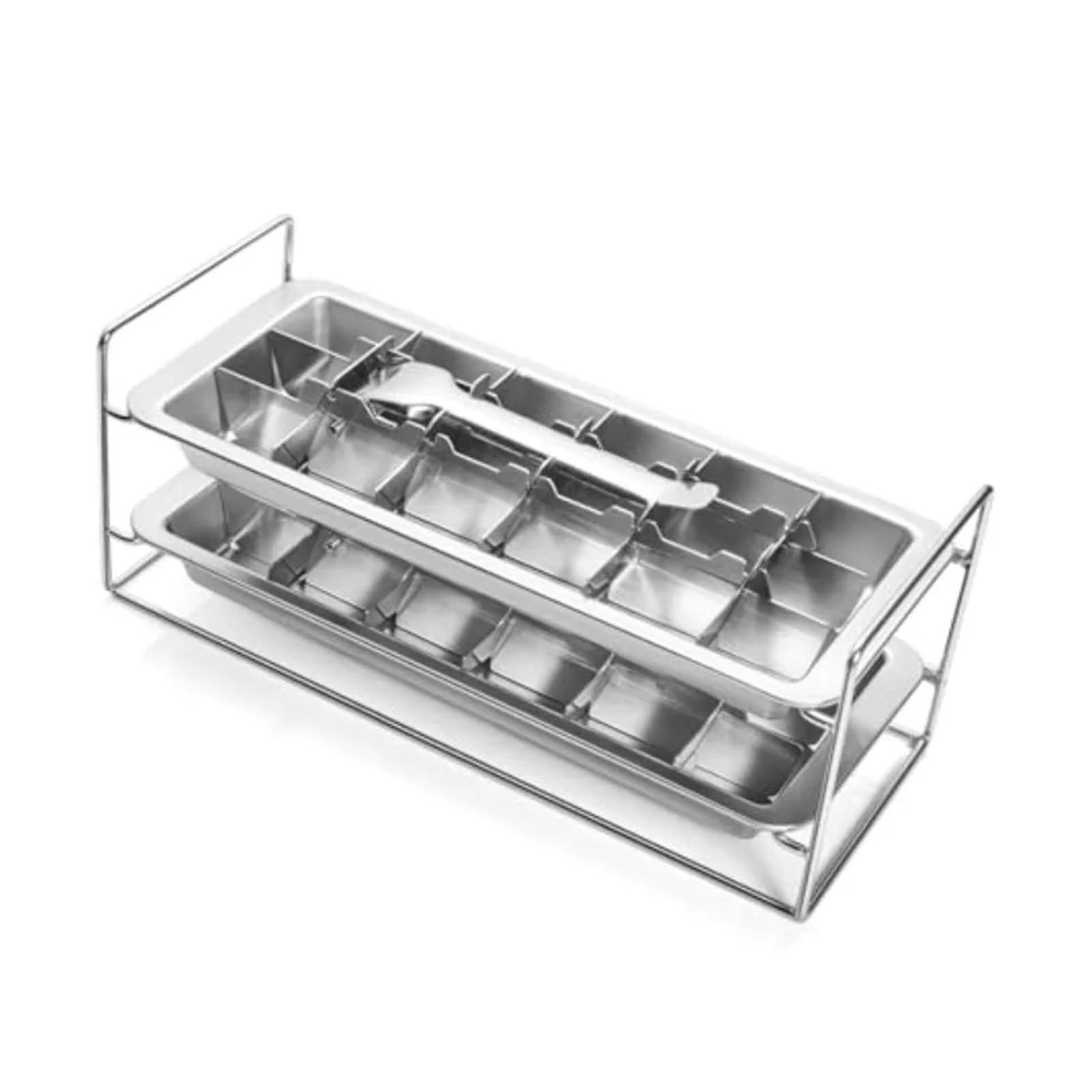 Cubiteras Para Hielo Bandeja for cubitos de hielo de acero inoxidable, paquete de 2, 36 ranuras for cubitos grandes. Molde for congelador sin plástico con palanca de fácil liberación. pila