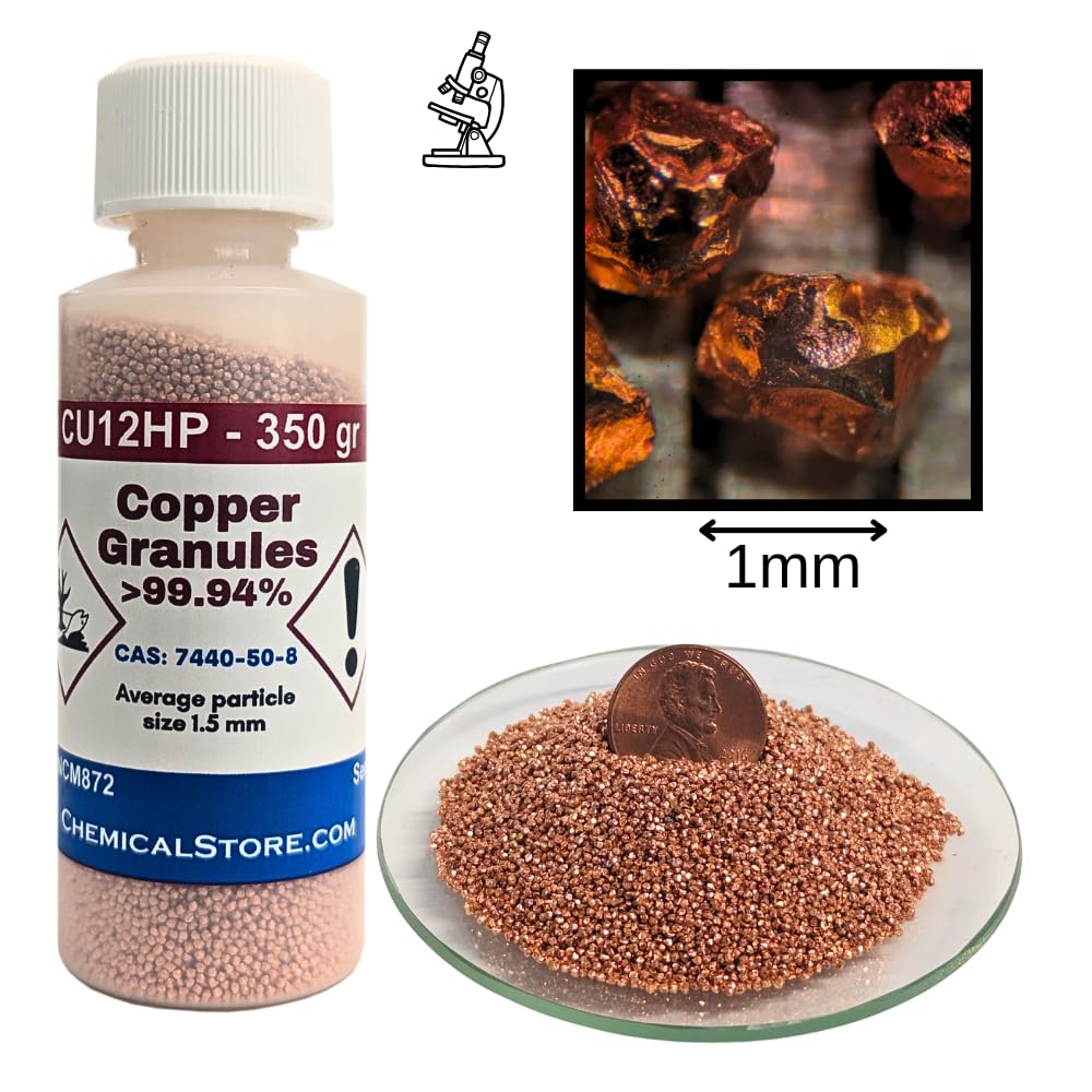 CHEMICALSTORE.COM 350 grams Copper Granules, 10 mesh (Coarse Copper Granular Powder)