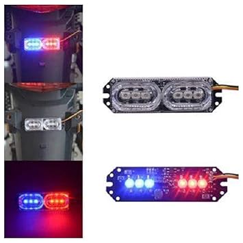 RWT RED Blue LED Flash Strobe Emergency Warning Light for Bikes, Motorcycle & Scooty