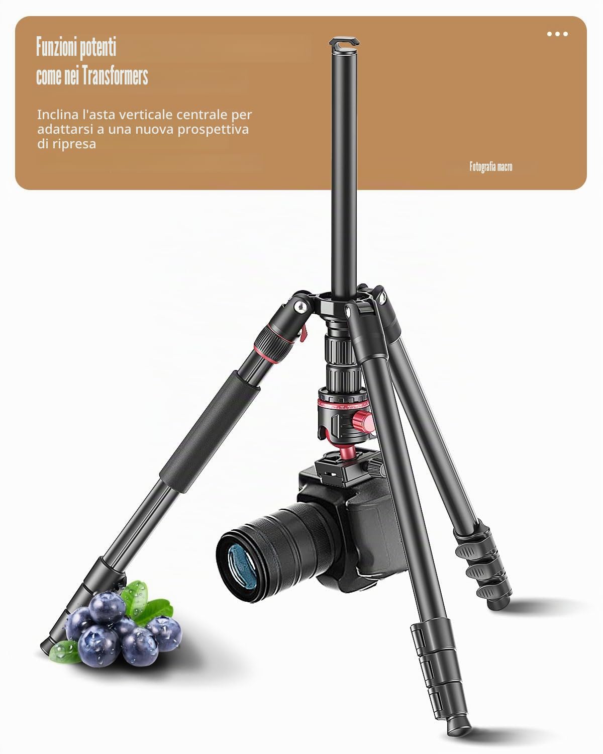 CAMBOFOTO Treppiede Fotocamera 200cm, Testa a Sfera 360°, Treppiede Professionale in Alluminio e Monopiede con Borsa, (Peso 1,5 kg, Capacità di Carico 6,8 kg)