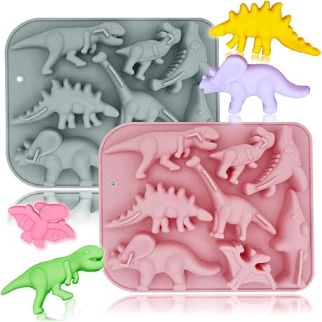 2 Pack 3D Ancient Dinosaur Silicone Candy Molds for Chocolate Cake Dessert Candy Mousse Pastry
