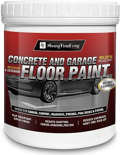 Kit profesional de pintura epoxi para suelos (1 galón), revestimiento acrílico de hormigón gris marino para garajes y sótanos, fórmula de un solo