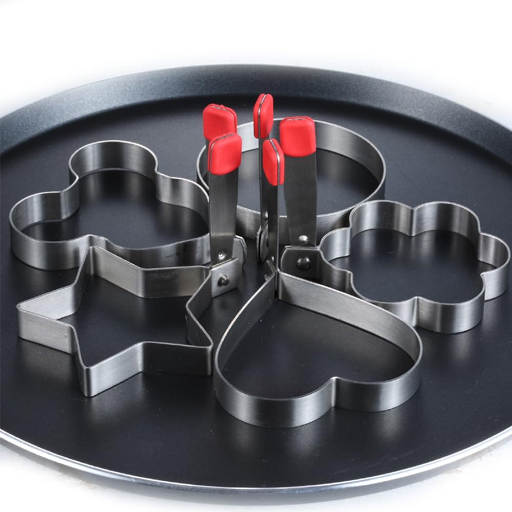 Stampini Per Uova GZMAISULEE 5 Pezzi - Forme Cuore, Fiore, Stella | Acciaio Inox Per Pancake E Colazione - Foto 7