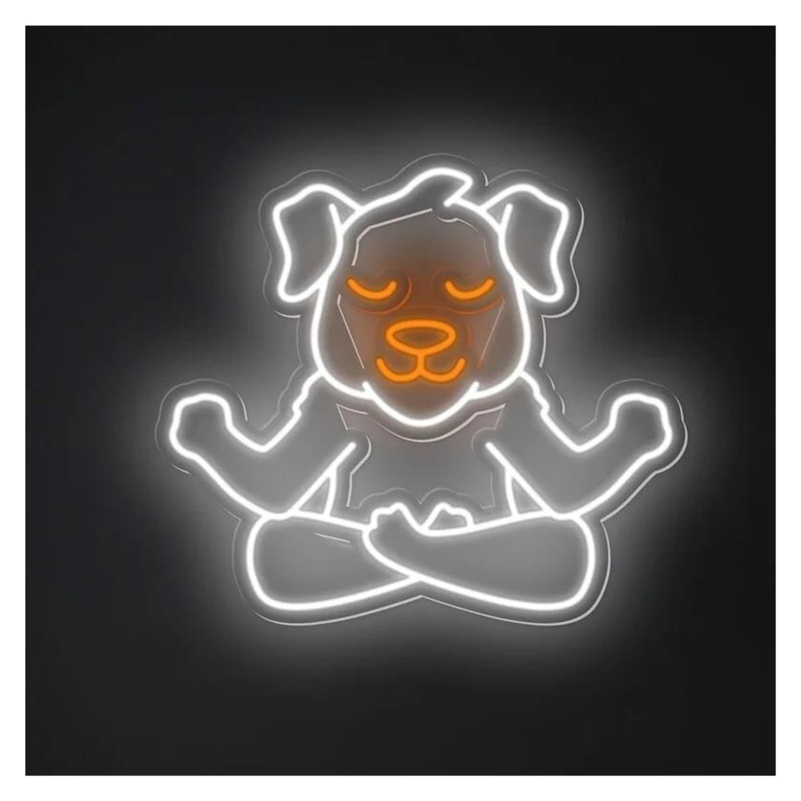 SHOUXI Sign Lamp Cute Dog Meditation Pose Neon Sign Yoga Dog Light for Gym Yoga Studio Office Bedroom Decor Dimmable USB Powered Lamp 45cm(E)