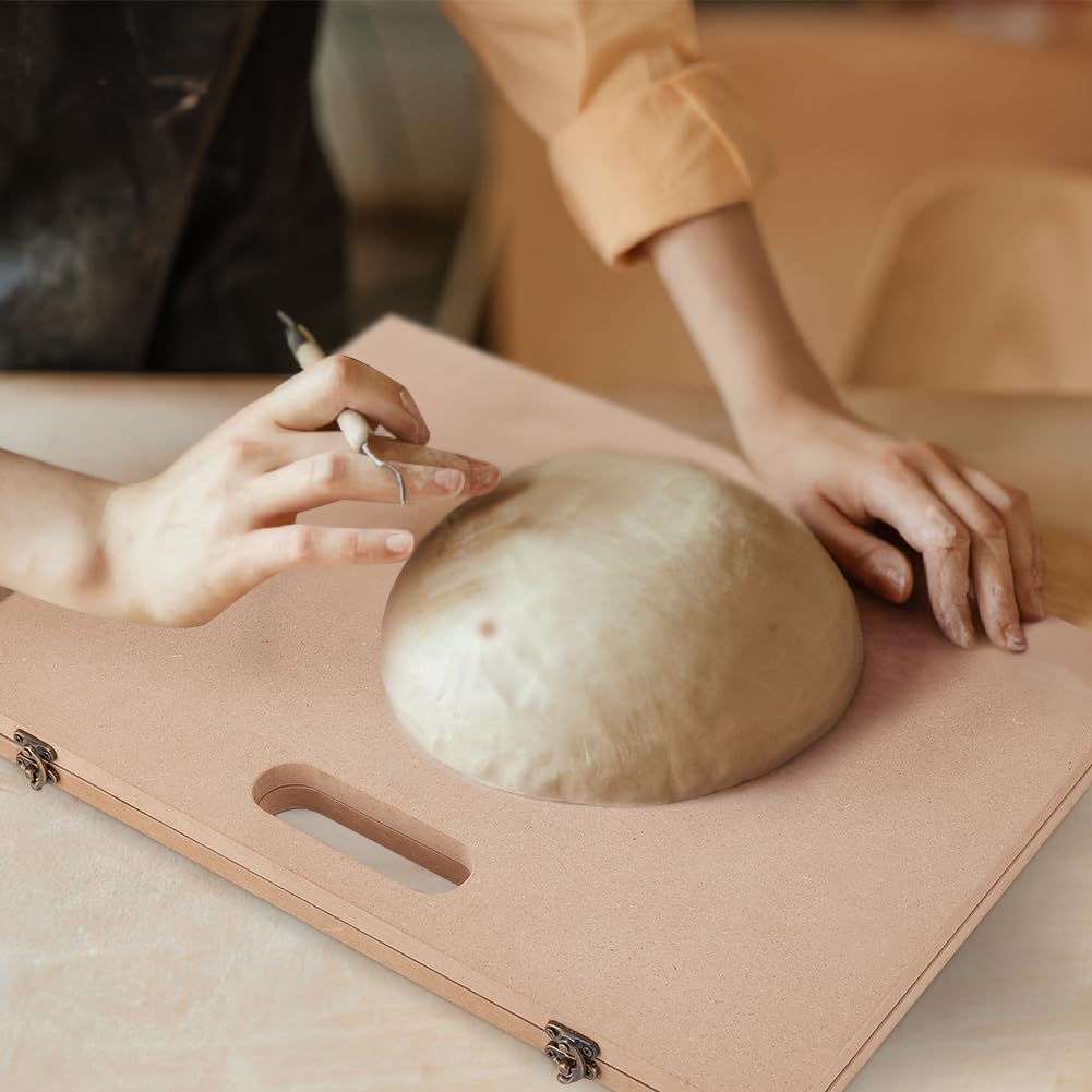 BENECREAT 40 x 25 cm draagbare klei-wigplank, zachte klei doe-het-zelf bord met ingebouwd handvat voor keramiek, klei-ambachten, handdoe-het-zelf, schilderbord pad, 12 mm dik