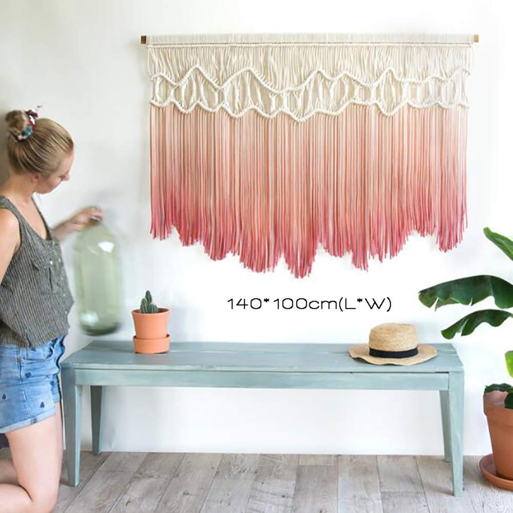 Tapiz de macramé de Estilo nórdico, Tapiz Tejido teñido a Mano, decoración para Dormitorio, Sala de Estar y cabecera