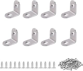 L Bracket Corner Braces, 25mmx25mm Stainless Steel Joint Right Angle Shelf Support Bracket, Small Metal Shelf Bracket Joint Fastener with 16 Screws for Wood, Shelves, Furniture, Cabinet and Table,8 Pcs