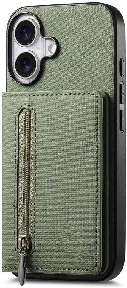 Zipper RFID Blocking Wallet Case for iPhone 17/17 Air/17 Pro/17 Pro Max, PU Leather Magnetic Closure Card Holder, Strong Magnet & Anti-Scratch(Black,17 Air)