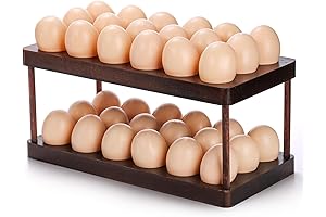 YOUEON Wooden Egg Stand - Double Layer, 18 Eggs Capacity