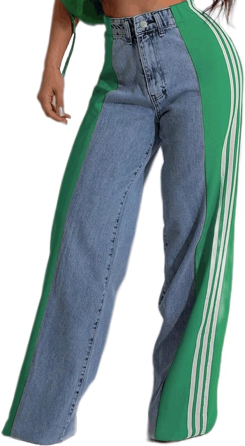 Angsuttc Women's High Waisted Straight Wide Leg Jeans
