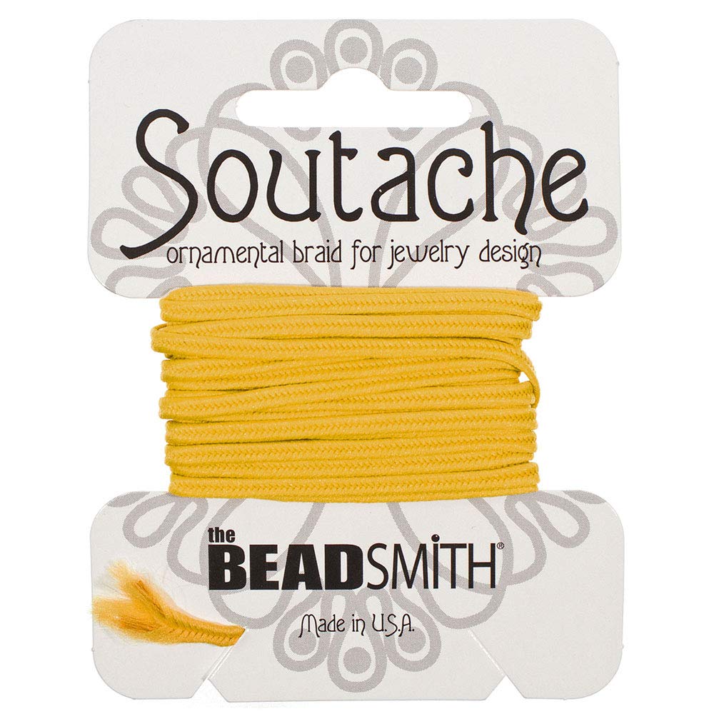 PARACORD PLANET Polyester Soutache Cord – 3 Millimeter Cord in 3 Yard Lengths – for Embroidery, Beading, Handmade Jewelry, Quilting, and Crafting Purposes (Cadmium Yellow)