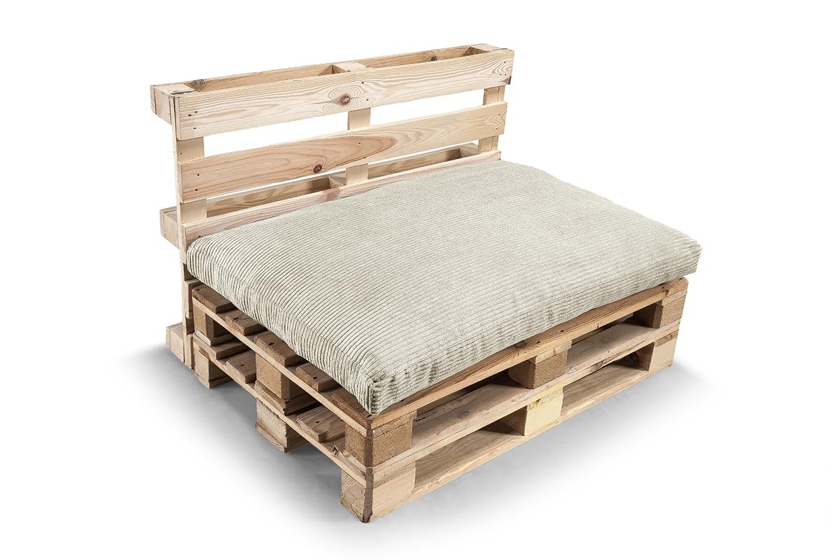 Gutekissen® Palettenkissen, Gartensofakissen, Sitzkissen, Rückenkissen, gefüllt mit Pulirethangranulateinlage, viele Farben und Größen PWL (Set (Sitzkissen 120x80 +Rückenlehne 120x40), Beige)