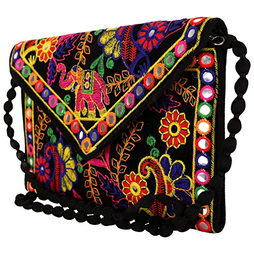Craft Trade Clutch Bags for Women Jaipuri Rajasthani Handmade Embroidery Mirror Work Stylish Sling Bags for Women Cross Body Bags for Ladies and... - Image 4