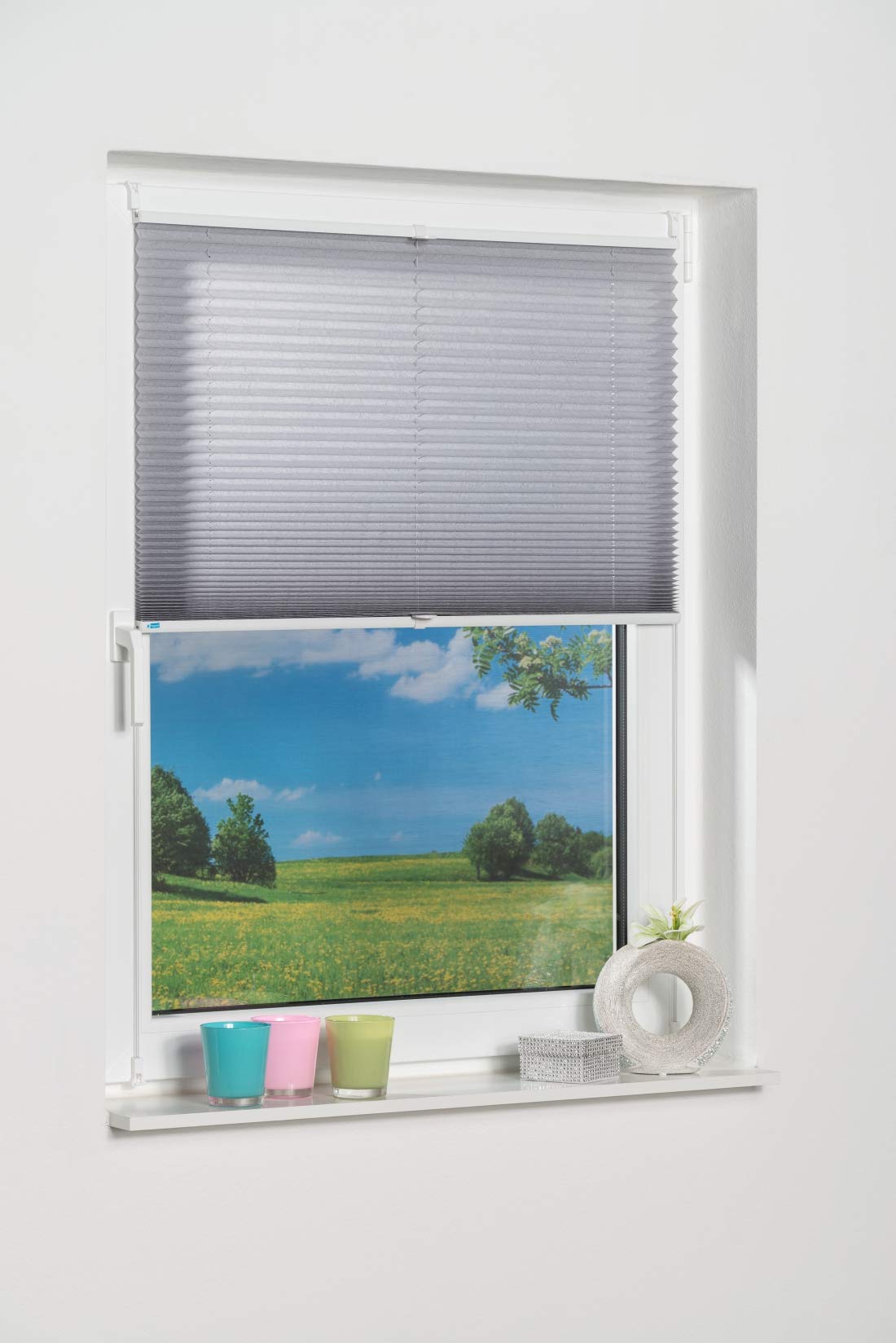 Khome K-home 688899-5 Klemmfix-Plissee 80 x 130 cm (B x L) Grau Lichtschutz +++ Moderne Crushed Optik +++ – Bild 4