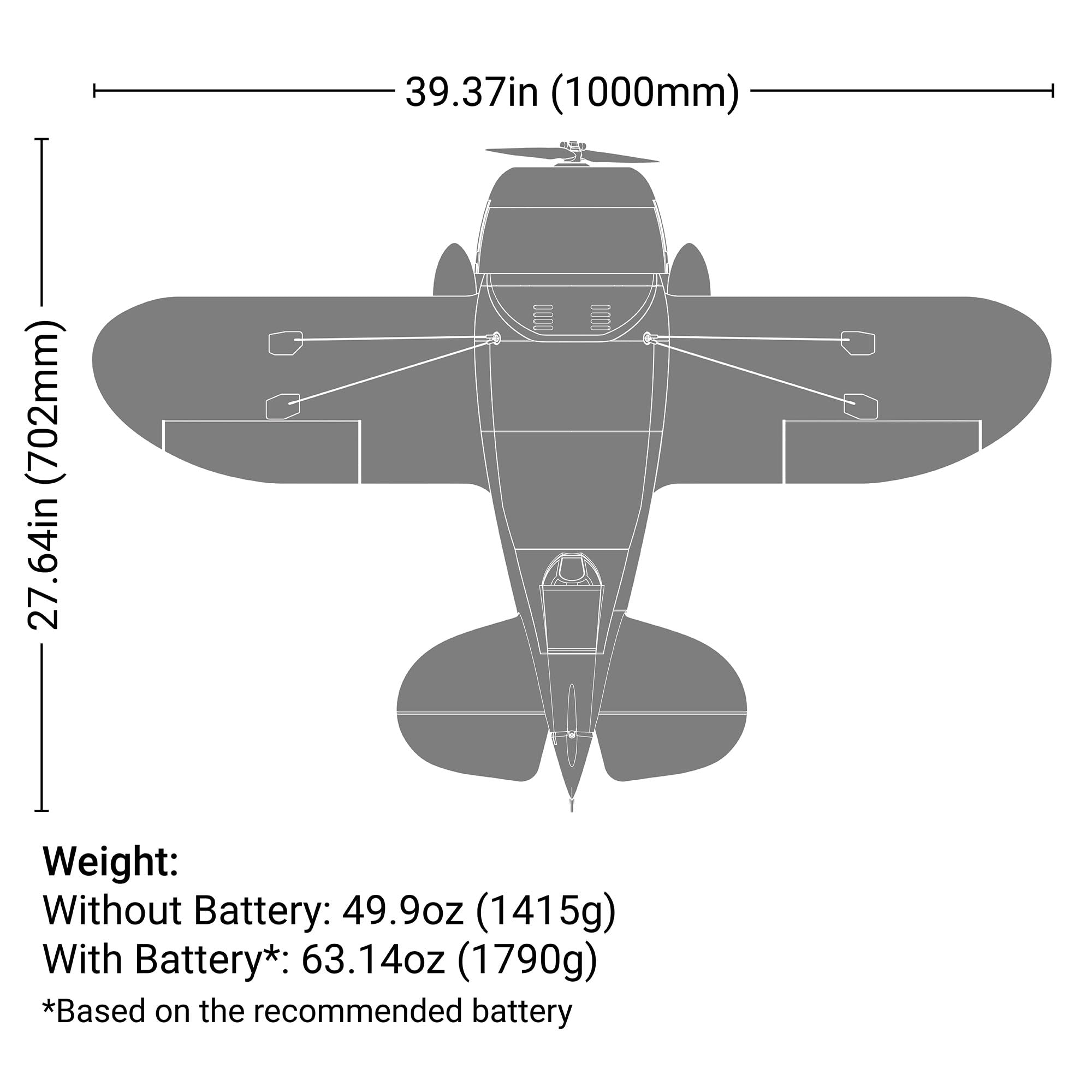 E-flite RC Flugzeug Gee Bee R-2 1,0 m BNF Basic (Sender, Akku und Ladegerät NICHT im Lieferumfang enthalten) mit AS3X+ und Safe Select, EFL020550