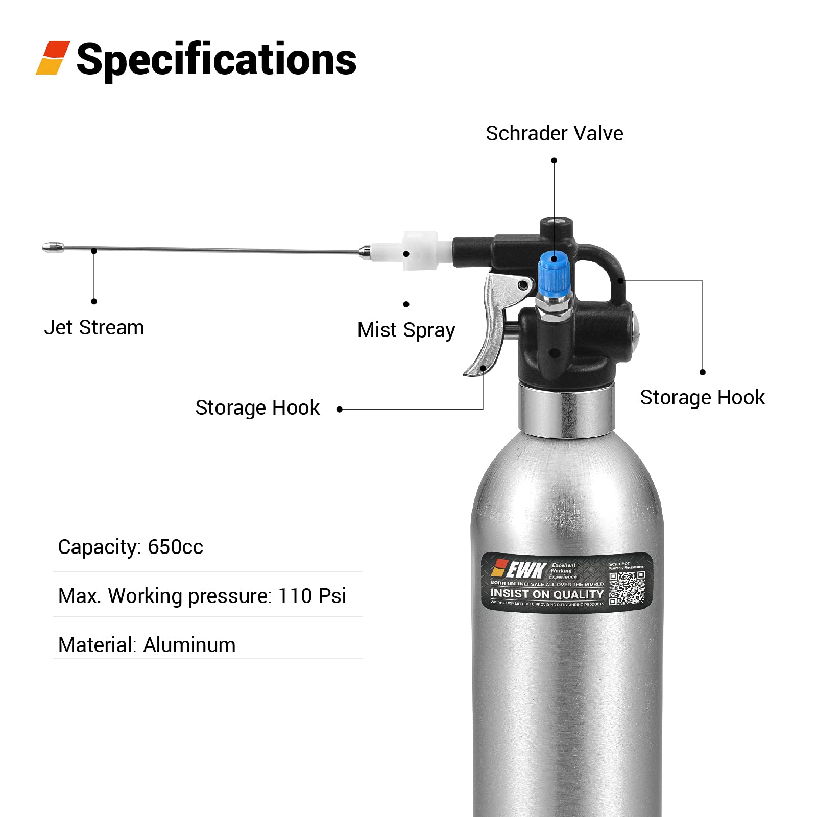 EWK Aerosol Refillable Spray Can Aluminum Compressed Air Bottle