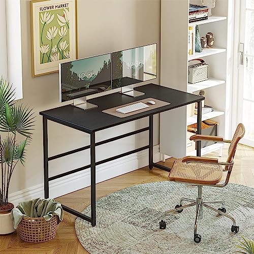 Cubicubi Computer Desk 32" Study Writing Table For Home Office, Modern Simple Style Pc Desk, Black Metal Frame, Black #TOP5