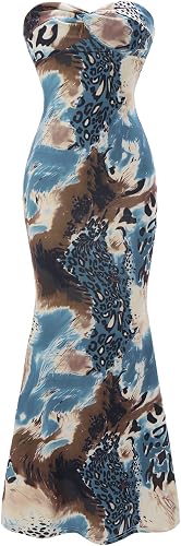winkbay Women's Backless Maxi Tube Dress Twist Front Leopard Print Strapless Bod