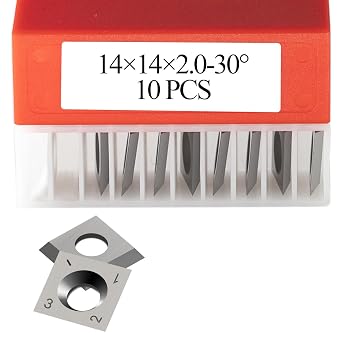 14mm Square Carbide Inserts Cutters Knives Blades 14142.0mm-30for Woodworking Spiral/Helical Planer Cutter Head or Lathe Turning 10pcs