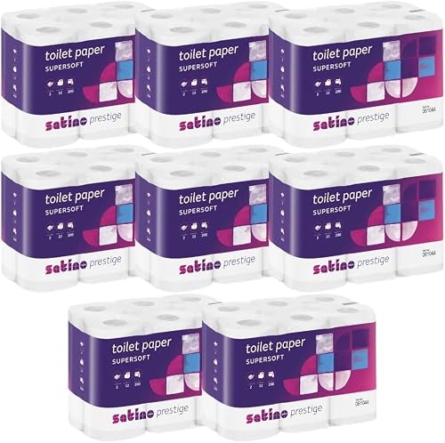 Papier Toilette Supersoft, 2 Plis, Blanc, 200 Feuilles par Rouleau, 96 Rouleaux