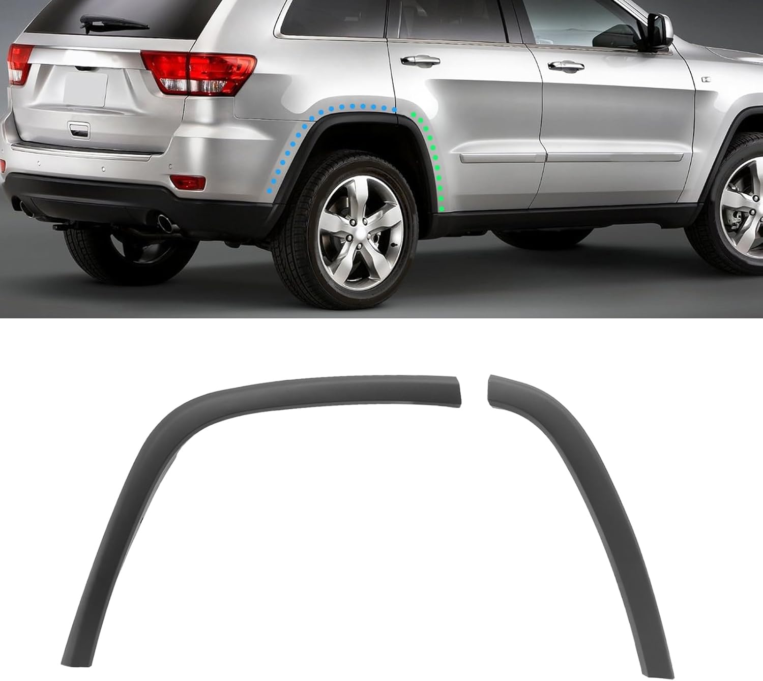2pcs Wheel Molding Trim Fit for Jeep Grand Cherokee 2011-2021 Replace for CH1790102 CH1791103(Rear Right Side)