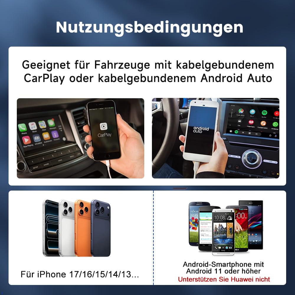Carlinkit 2026 5.0 2air CarPlay Wireless und Android Auto Wireless 2 in 1 Adapter,Geeignet für Autos mit eingebauten in Apple CarPlay und Android Auto(2016-2026),Plug-and-Play Automatische Verbindung