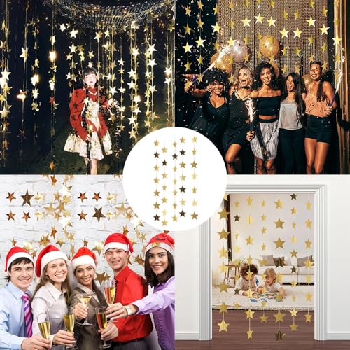 Miniatura 4 de 3 Piezas 4m Guirnalda De Papel Estrellas Banderines Colgantes Forma De Estrella Reflectante Banner Decorar Para Fiesta Festival Boda