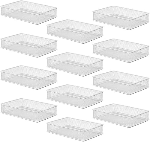 YBM HOME Cesta organizadora de cajones o estantes de malla blanca, soporte para suministros escolares, cesta organizadora de escritorio de oficina