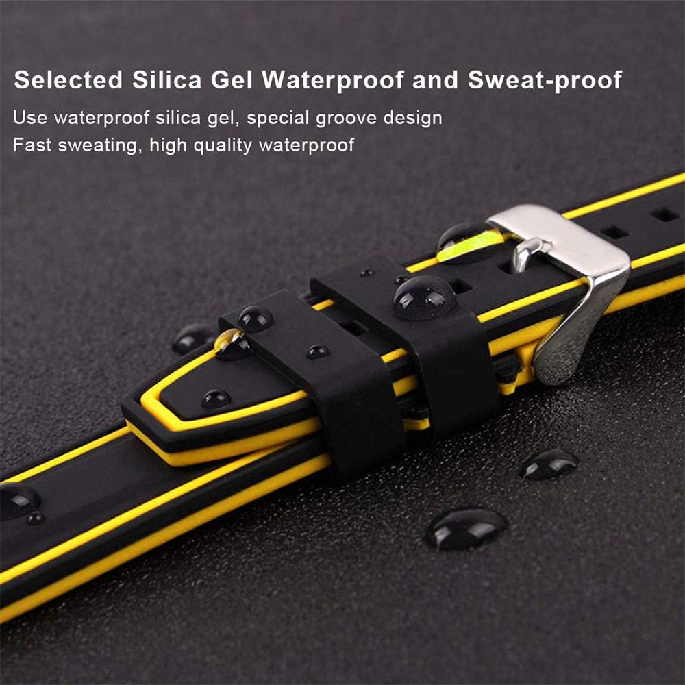 Silicone Watch Bands Divers Model Replacement Rubber Watch Strap 20mm 22mm 24mm 26mm Waterproof Line Bicolor Silver Buckle for Men and Women Sport - Image 6