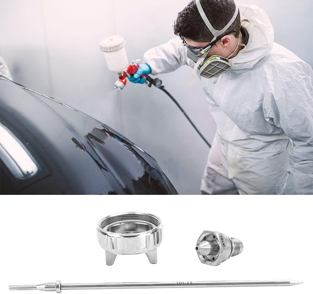 Spray Nozzle Set, Stainless Steel Aircap Nozzle Needle Tip Accessories Compatible with W101 Pneumatic Spray Guns for Professional Painting and Finishing