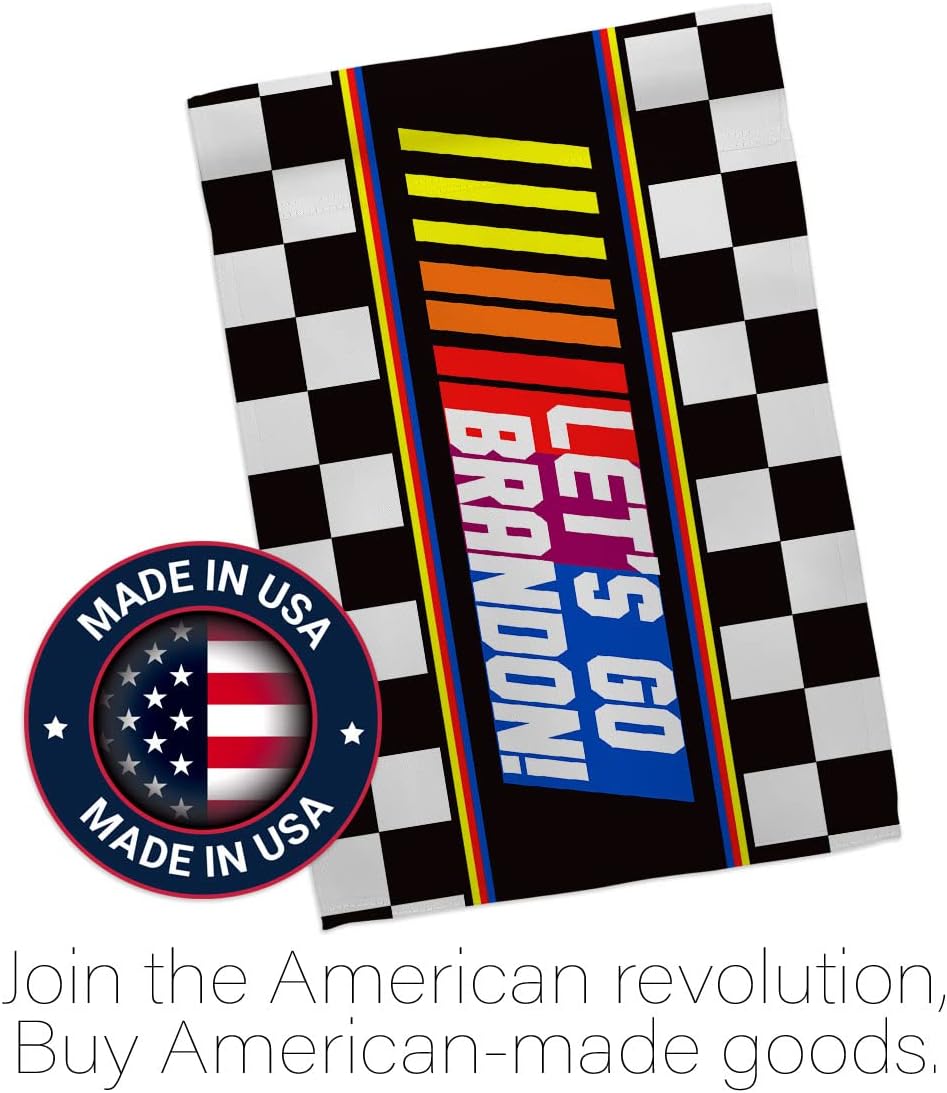 Race Let's Go Brandon Garden Flag Set with Stand Americana Political President Democrat Republican Tea Party United State American Election House Yard Gift Double-Sided, Made in USA
