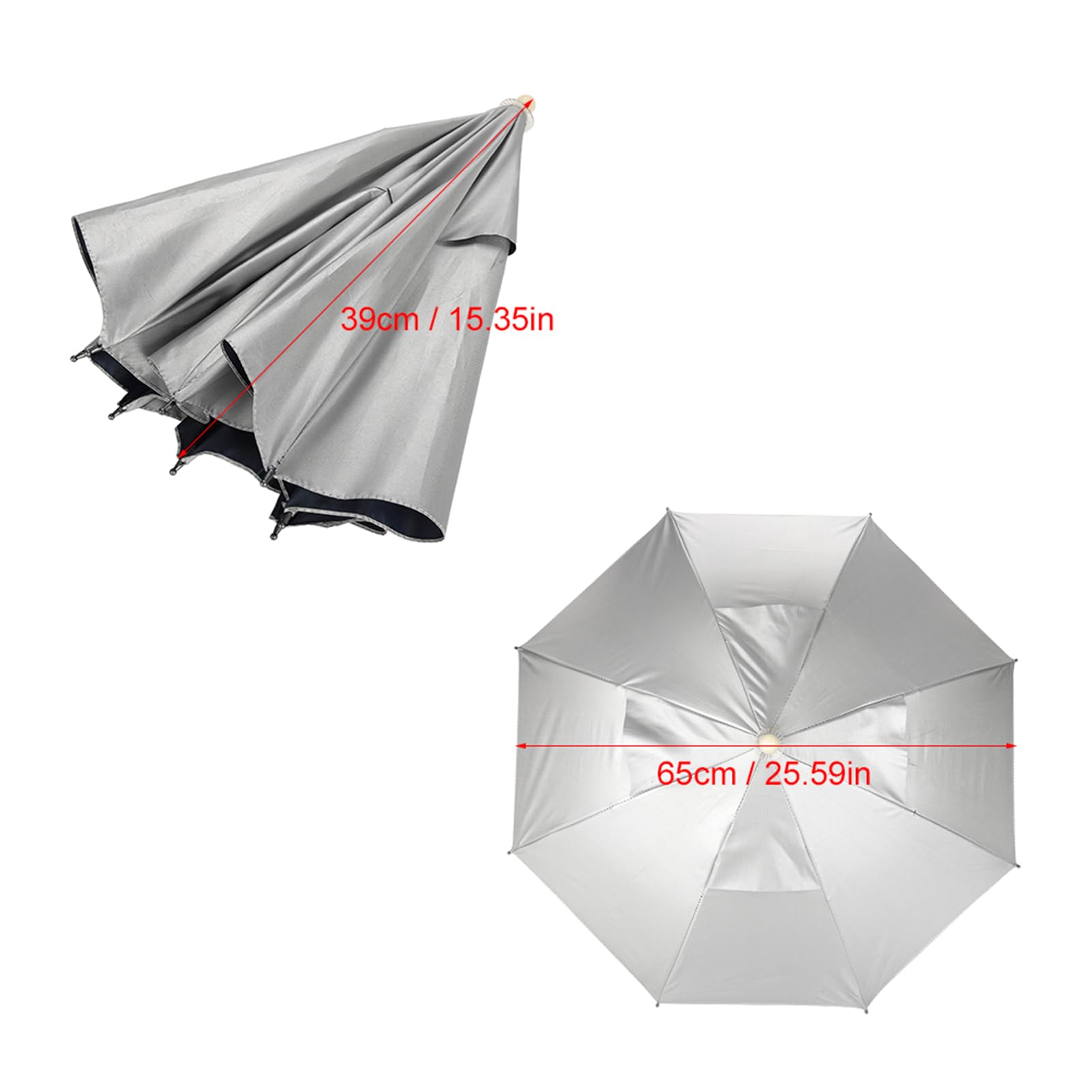 Paraguas de Cabeza, 65 cm Sombrero de Sombrilla de Pesca Plegable para Senderismo Camping Ciclismo Jardinerí
