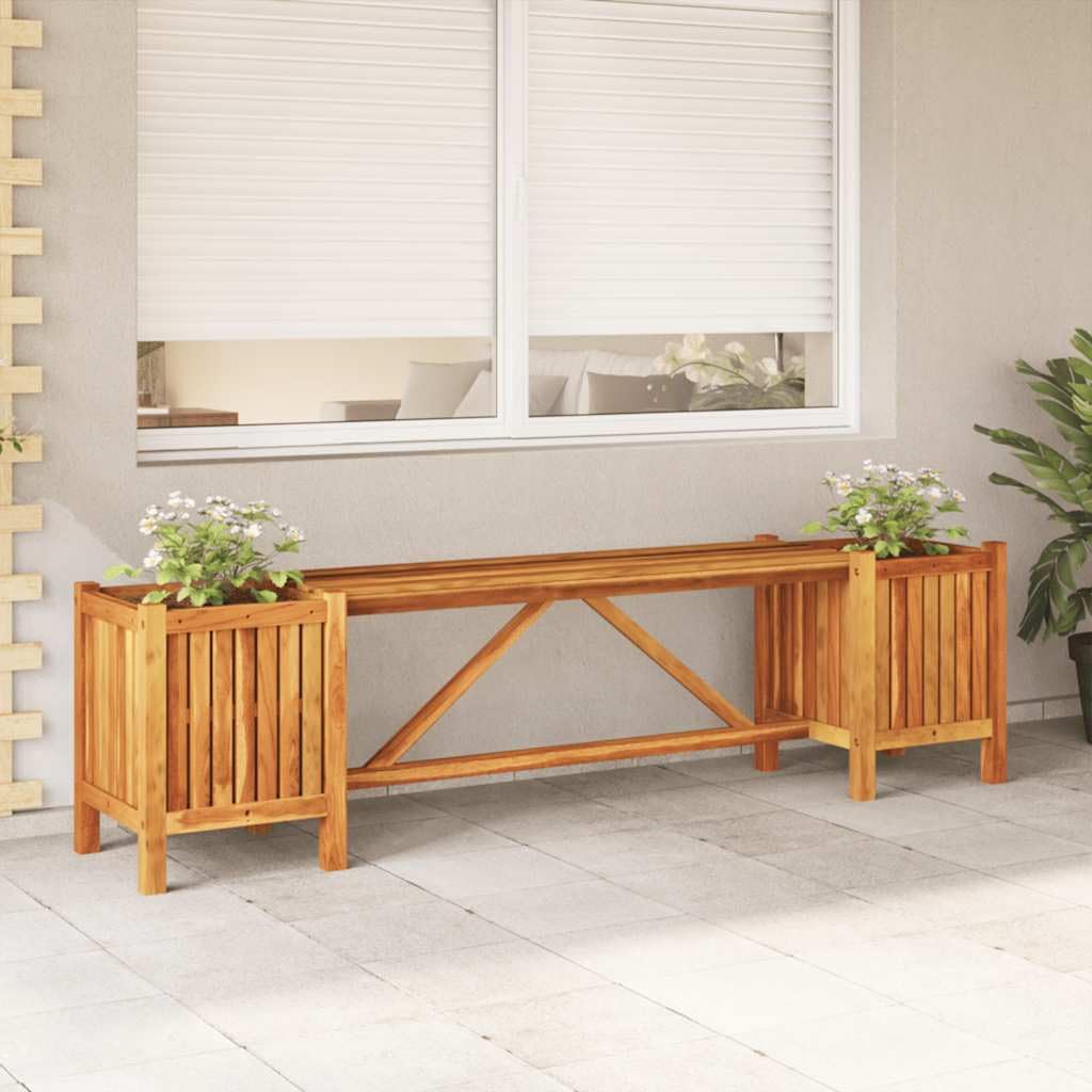 vidaXL Banc de Jardin avec 2 Jardinières Banc de Terrasse avec 2 Jardinières Banc de Patio Banc d'Extérieur 150x30x40 cm Bois d'Acacia Massif