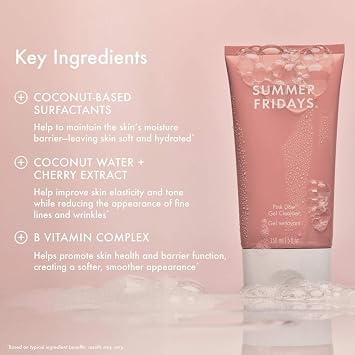Summer Fridays Pink Dew Gel Facial Cleanser - pH-Balanced Foaming Gel Face Wash for Oily, Blemish-Prone + Sensitive Skin - Refreshing + Hydrating Gentle Face Cleanser for Soft, Radiant Skin(1.7 fl oz)