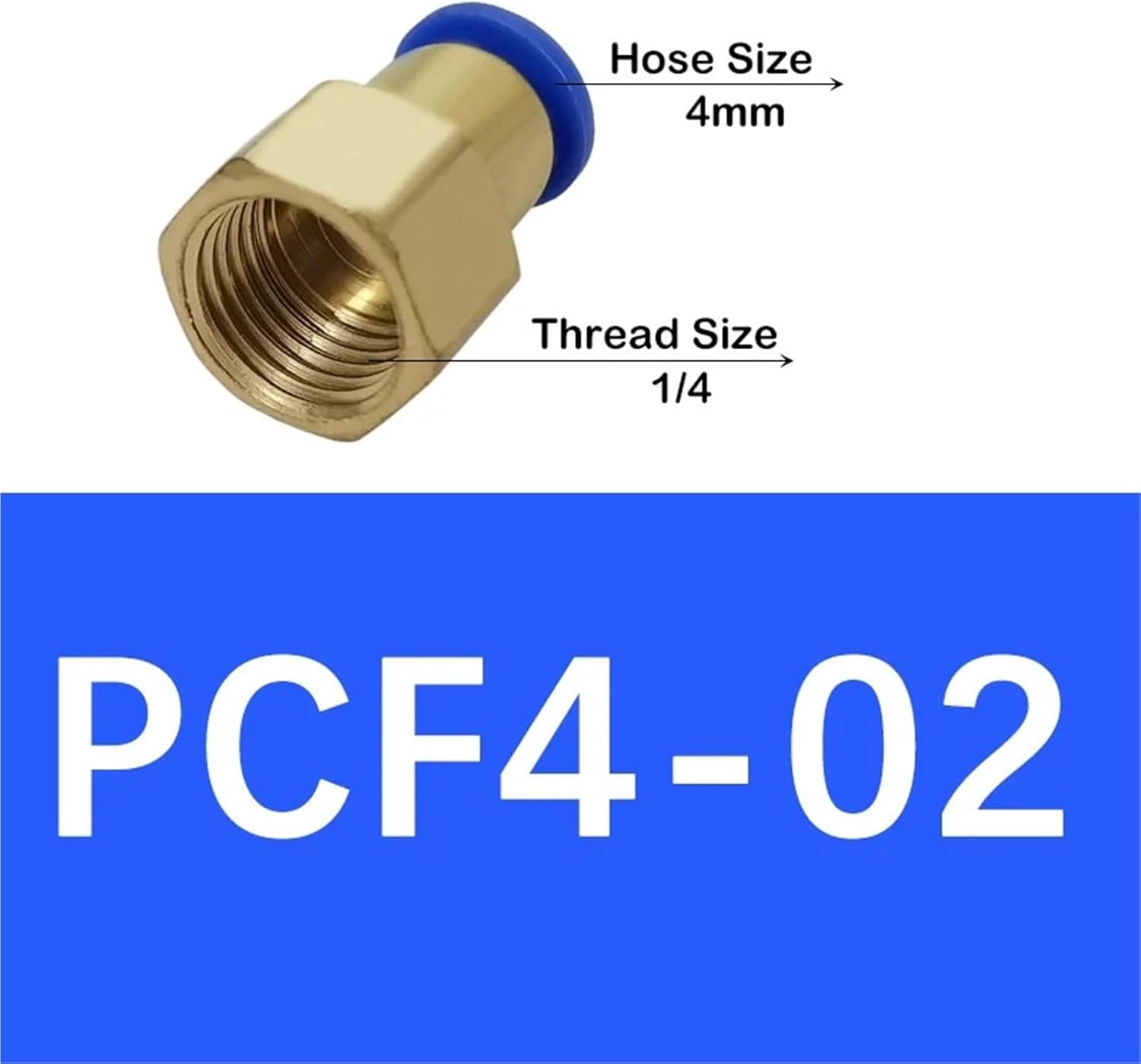 OD 4MM 6MM 8MM 10MM 12MM Thread 1/8 1/4 3/8 1/2Inch Pneumatic Fitting Female Straight One-touch Fittings 1Pcs(PCF4-02)
