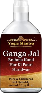 Yogic Mantra Gangajal Holy Water | 200 ml Bottle | Pure Natural Unfiltered Ganga Jal for Pooja | Himalayan Mountain Water Sourced at Brahma Kund, Har Ki Pauri, Haridwar | Sacred Gangajal for Puja