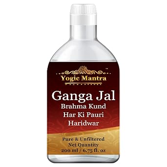 Yogic Mantra Gangajal Holy Water | 200 ml Bottle | Pure Natural Unfiltered Ganga Jal for Pooja | Himalayan Mountain Water Sourced at Brahma Kund, Har Ki Pauri, Haridwar | Sacred Gangajal for Puja